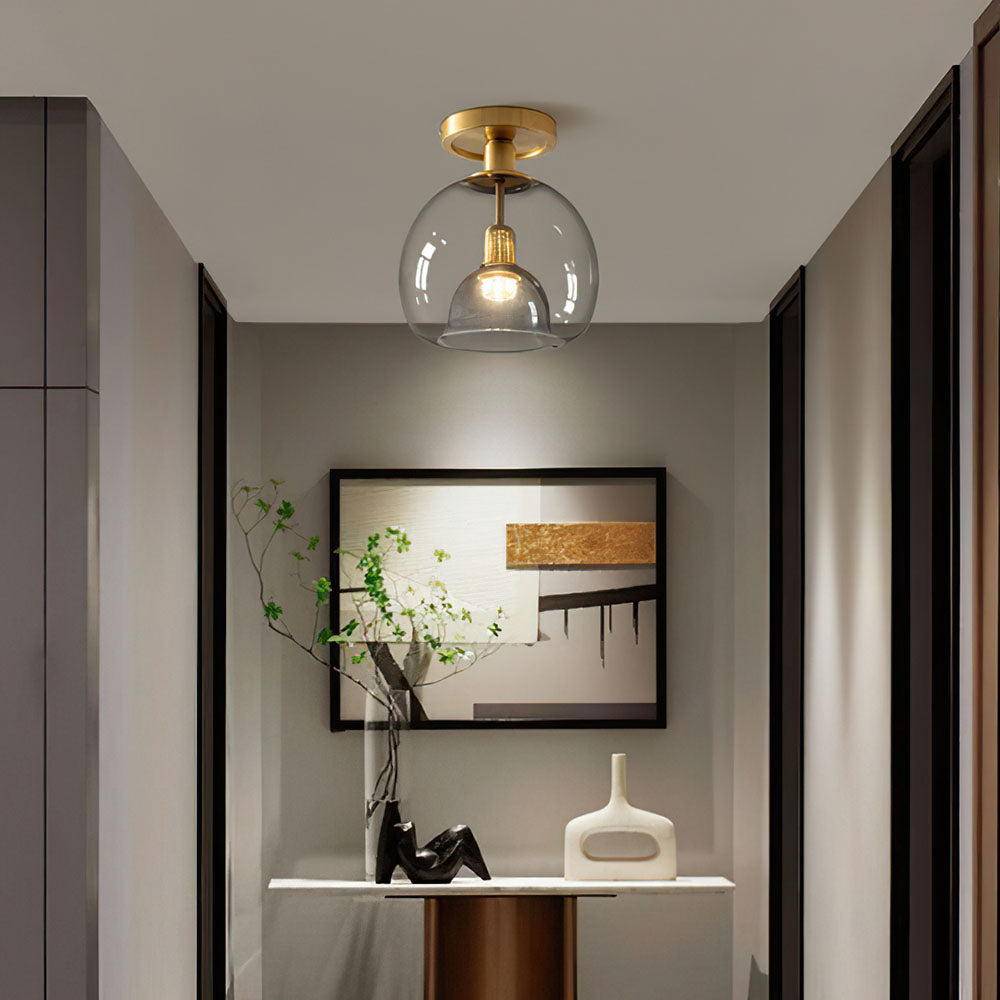 AerisGlow Grey Glass Ceiling Light Modern Minimalist - OpalDwell