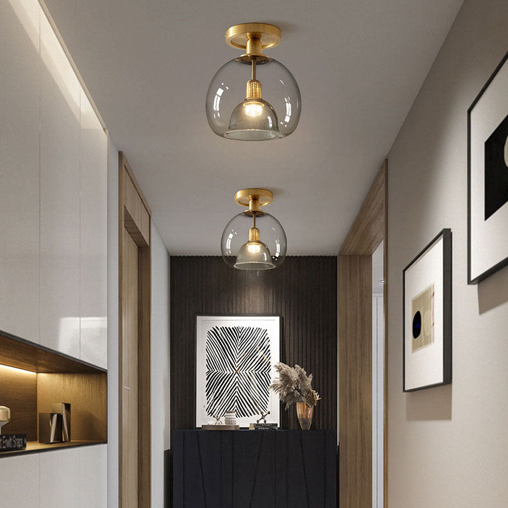 AerisGlow Grey Glass Ceiling Light Modern Minimalist - OpalDwell