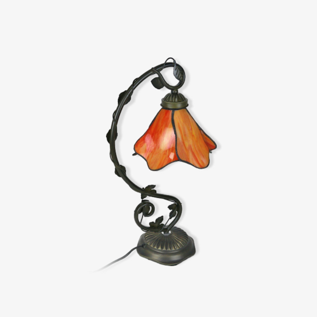 Floral Glass Shade Table Lamp Retro Decorative Light For Living Rooms - OpalDwell