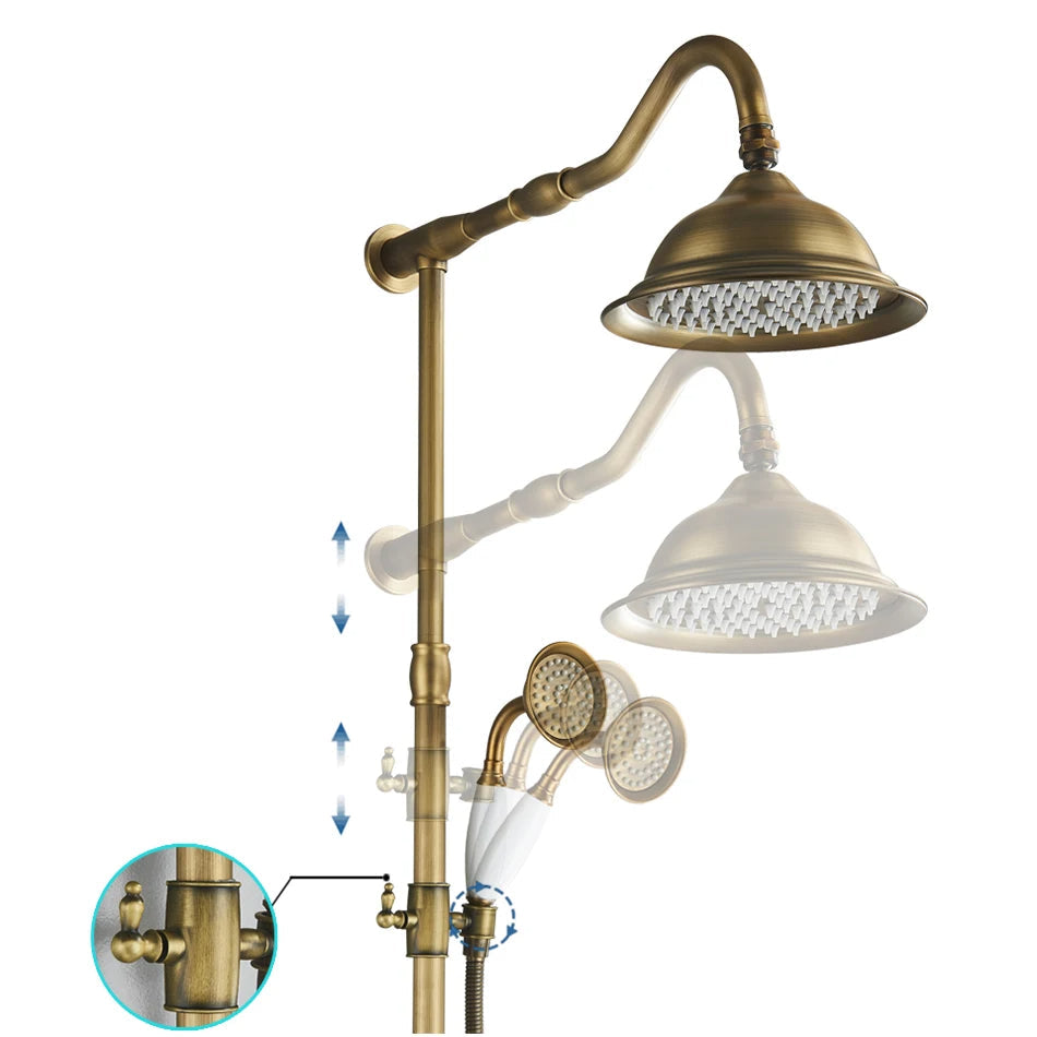 Marlen Classic Antique Brass In-Wall Shower System for Bathroom and Outdoor Use | OpalDwell OpalDwell