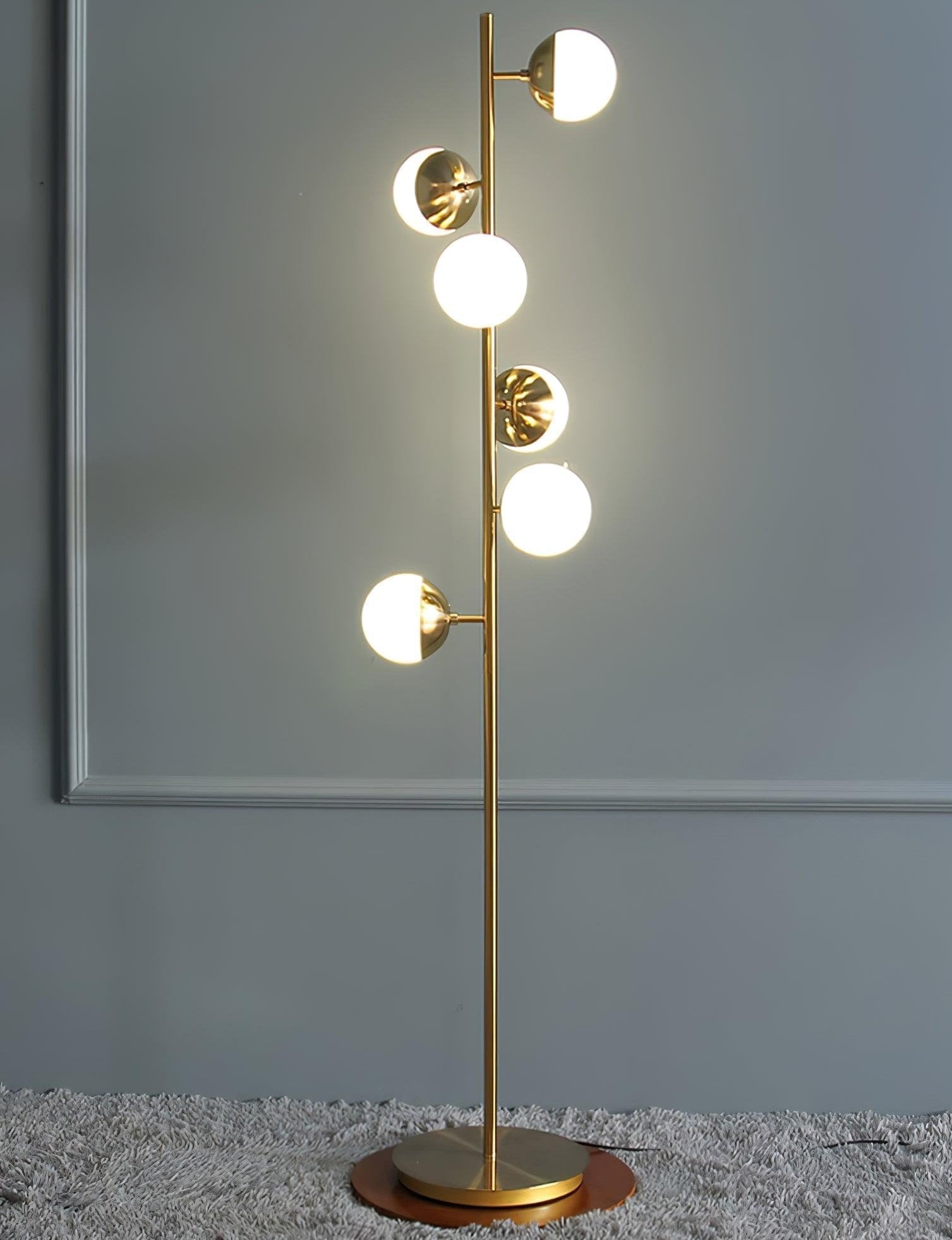 LunaraGlow LED Boomlamp - Mid-Century Glass Sphere Lamp - OpalDwell