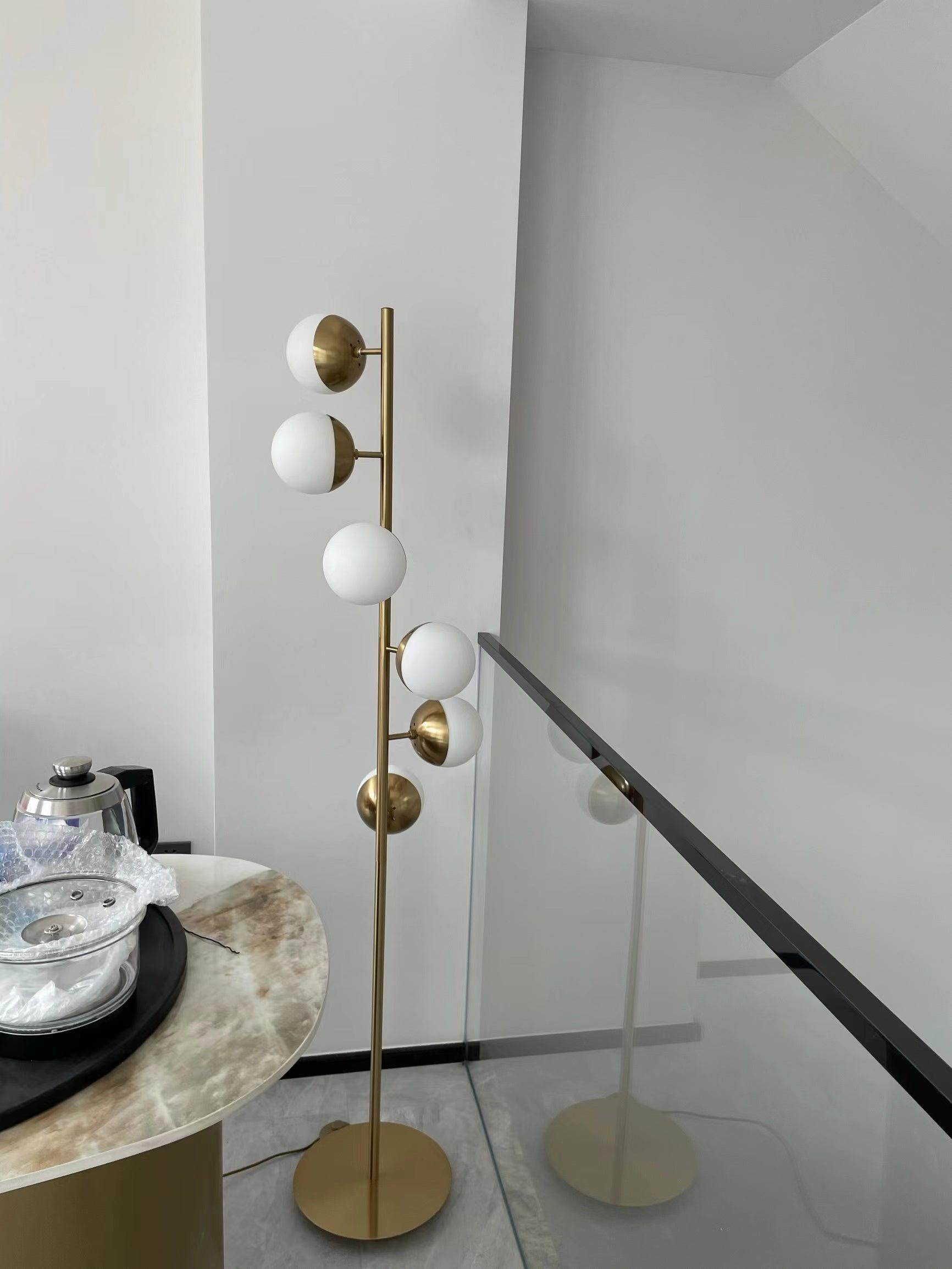 LunaraGlow LED Boomlamp - Mid-Century Glass Sphere Lamp - OpalDwell