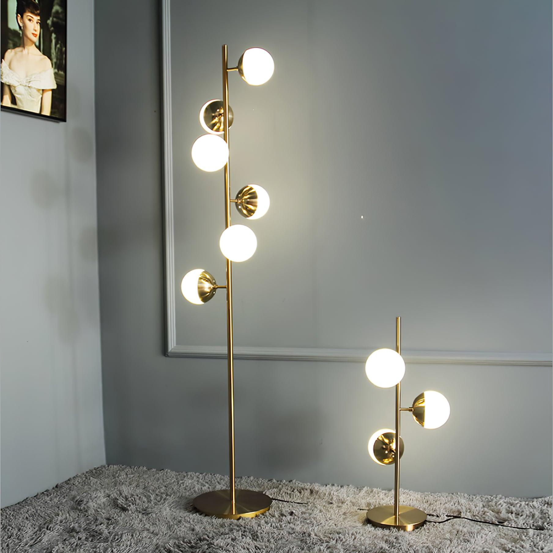 LunaraGlow LED Boomlamp - Mid-Century Glass Sphere Lamp - OpalDwell