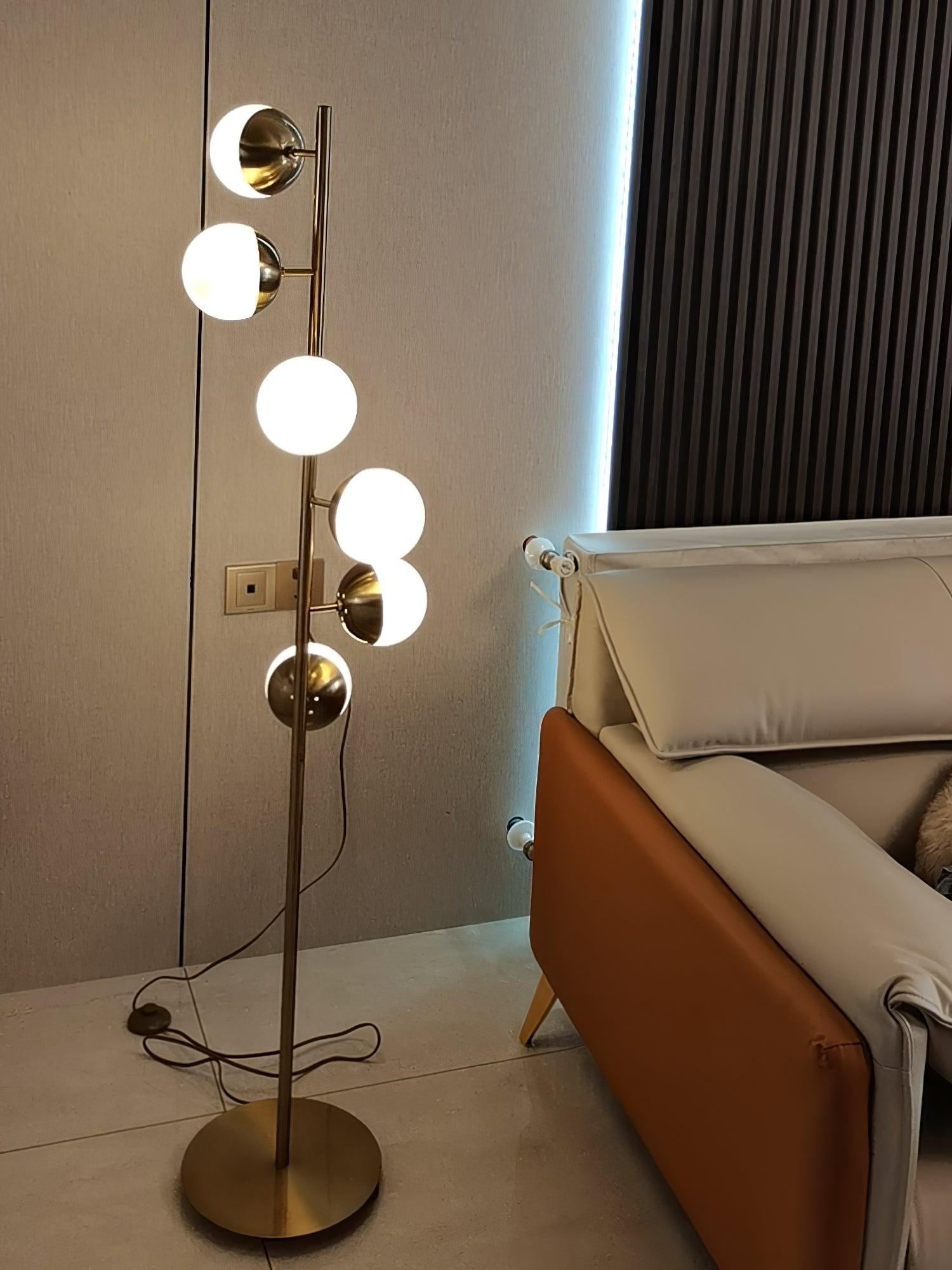 LunaraGlow LED Boomlamp - Mid-Century Glass Sphere Lamp - OpalDwell