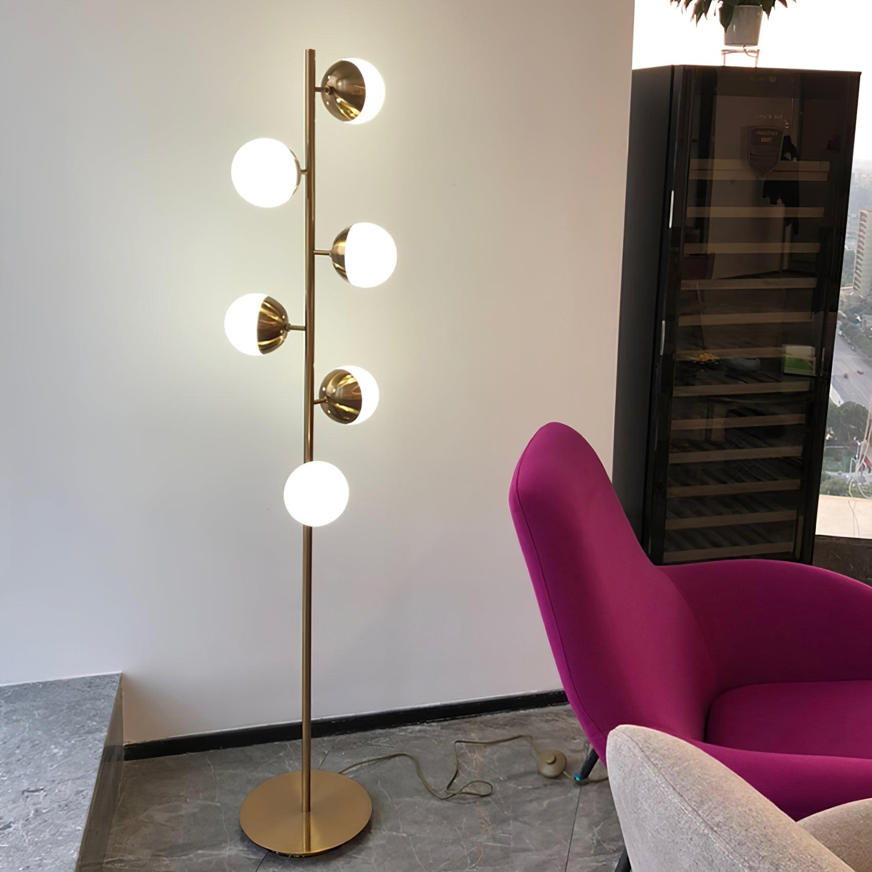 LunaraGlow LED Boomlamp - Mid-Century Glass Sphere Lamp - OpalDwell