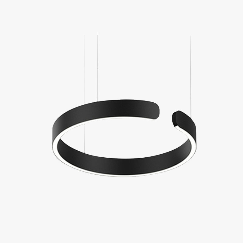 Nyxara Dual Ring LED Pendant Light With Offset Floating Rings - OpalDwell