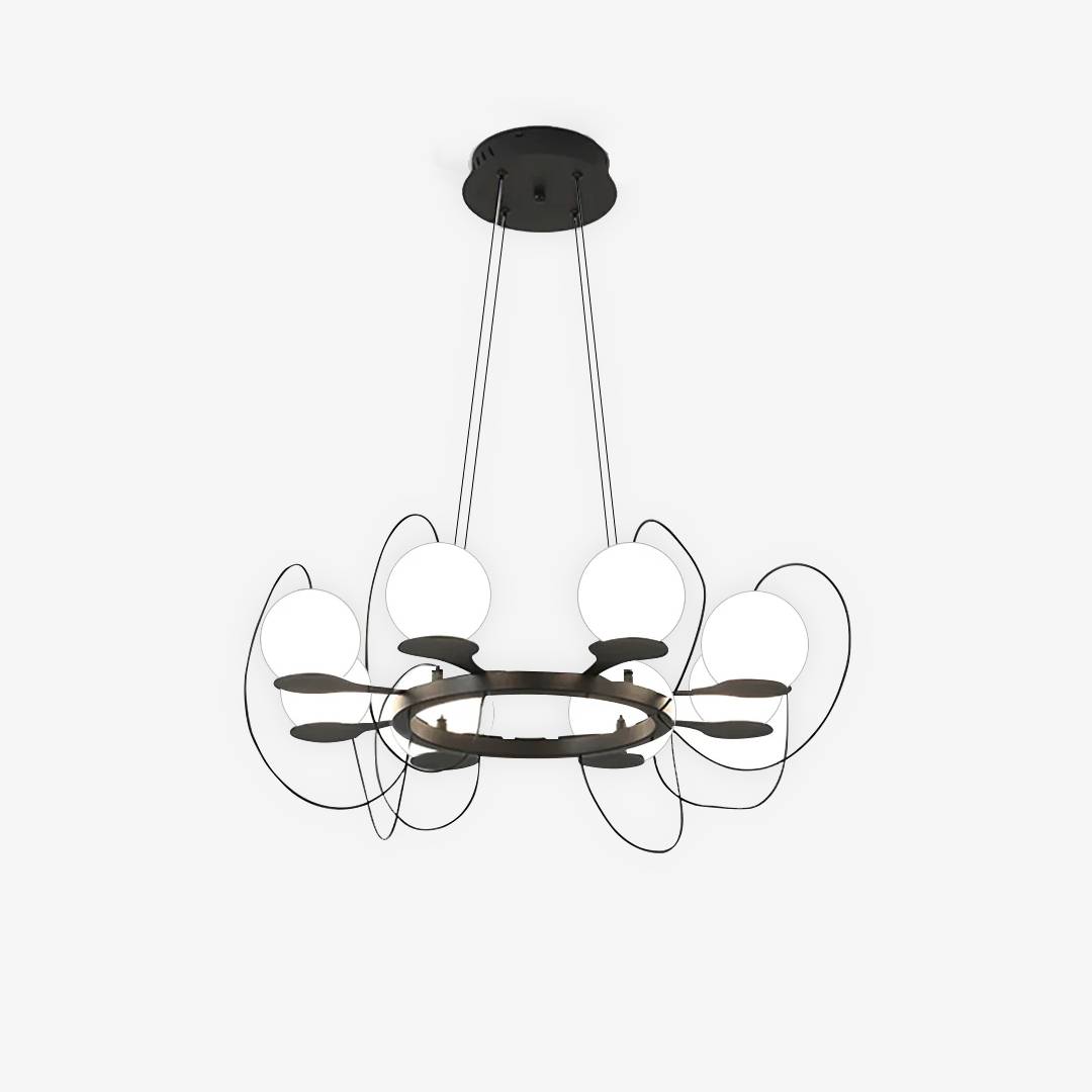 Contemporary Ring Chandelier LED Ceiling Light With Globe Shades OpalDwell