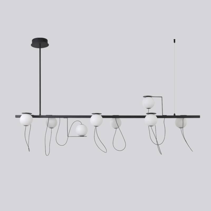 Contemporary Ring Chandelier LED Ceiling Light With Globe Shades OpalDwell