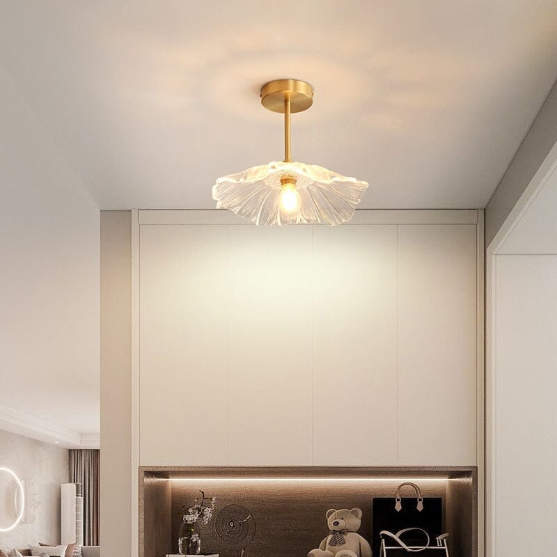 LuminaPetal Warm White Floral Glass Flush Mount Ceiling Light Fixture OpalDwell