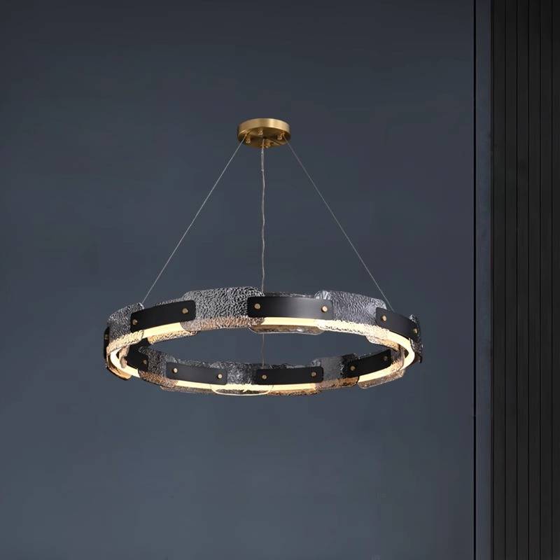 Modern Smoked Glass Ring Chandelier With Luxury LED Ceiling Light OpalDwell