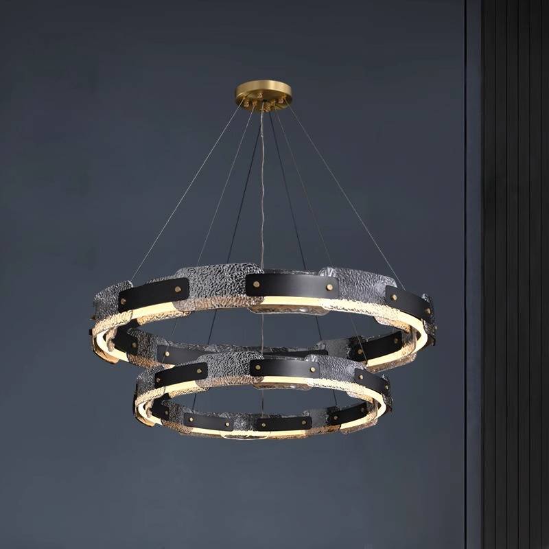 Modern Smoked Glass Ring Chandelier With Luxury LED Ceiling Light OpalDwell