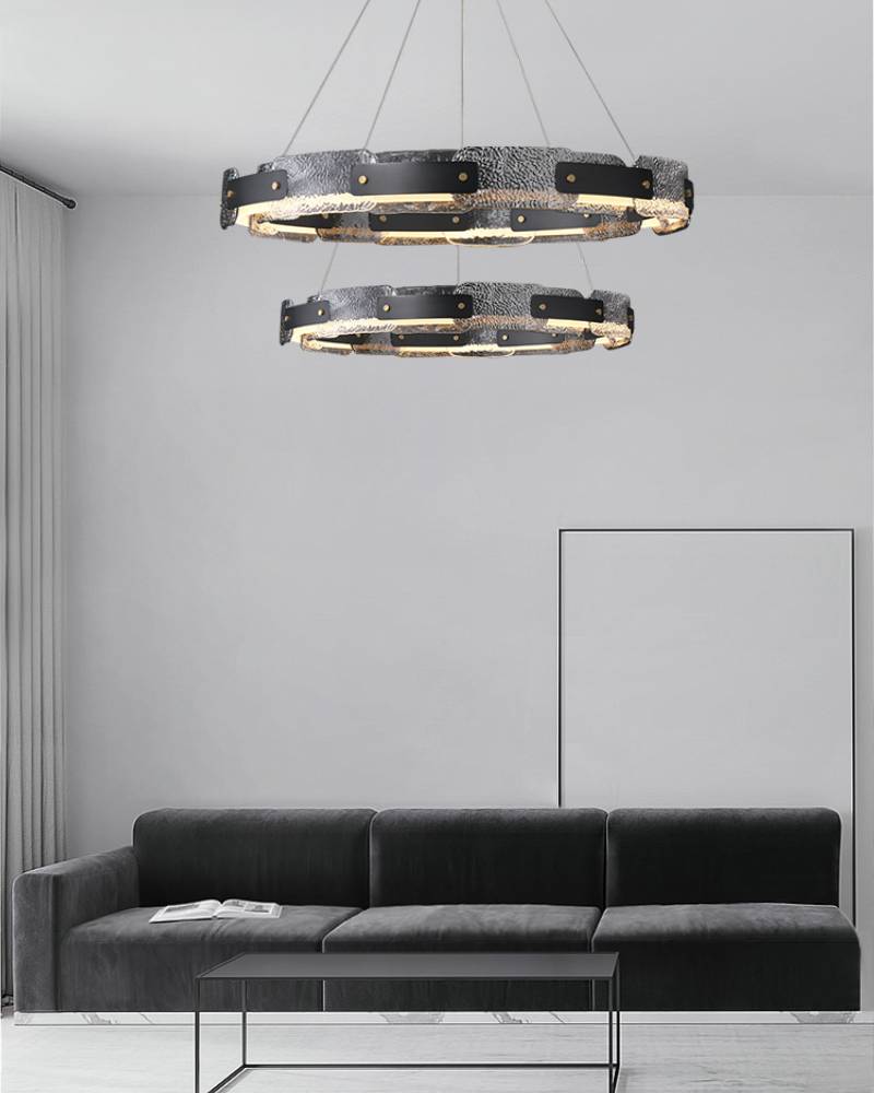 Modern Smoked Glass Ring Chandelier With Luxury LED Ceiling Light OpalDwell
