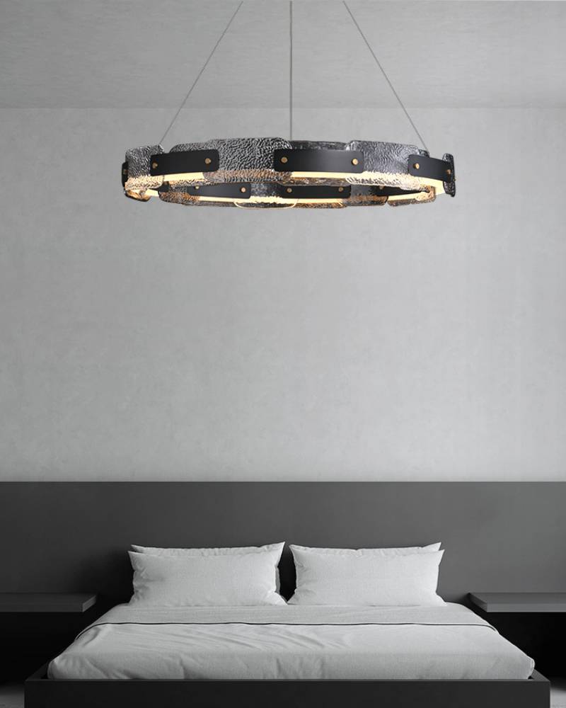 Modern Smoked Glass Ring Chandelier With Luxury LED Ceiling Light OpalDwell