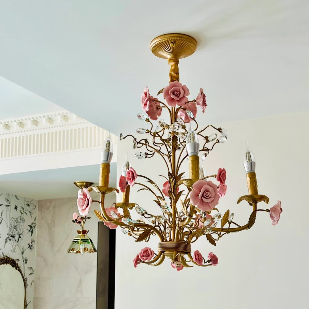 Rose Chandelier In French Country Style Vintage Ceiling Light OpalDwell