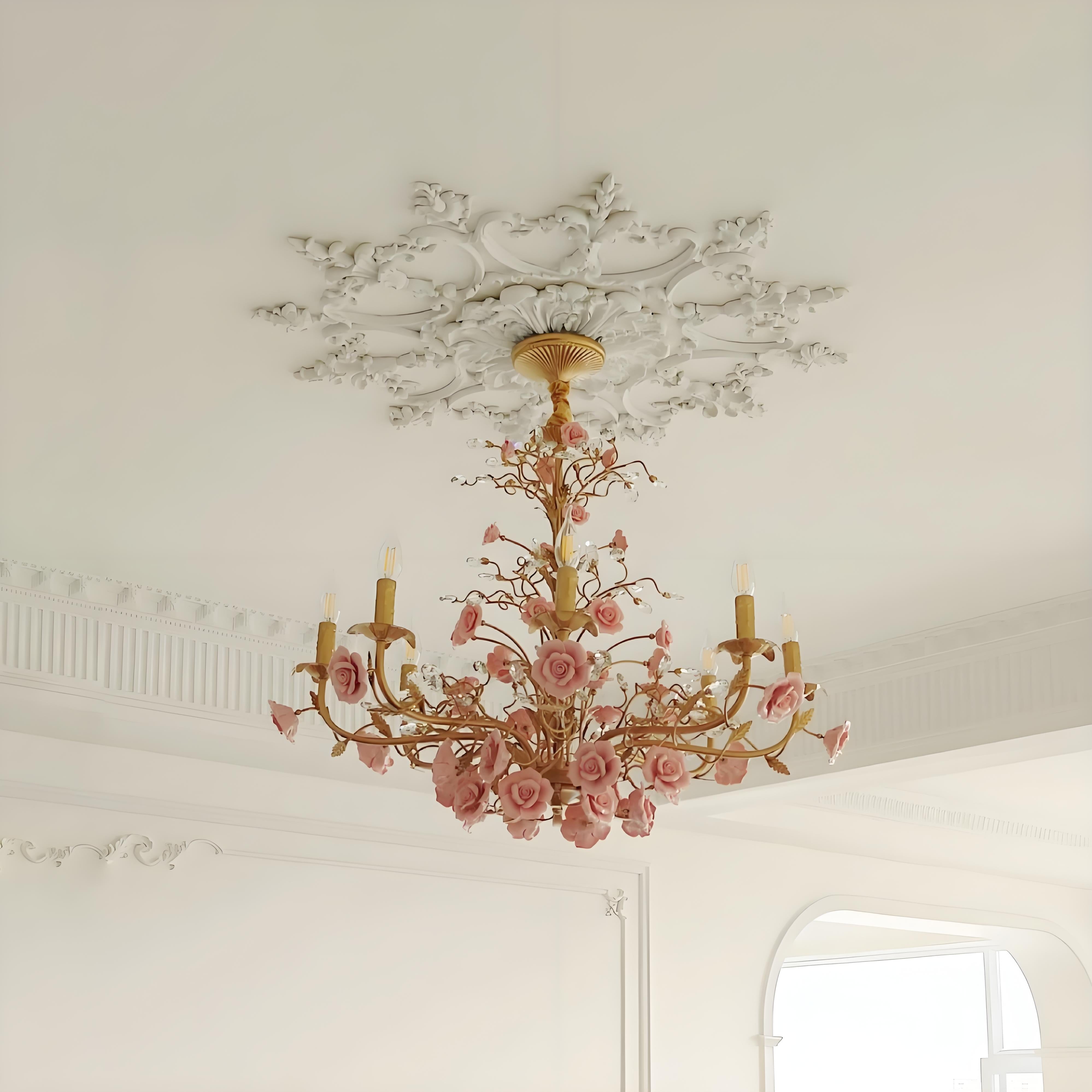 Rose Chandelier In French Country Style Vintage Ceiling Light OpalDwell
