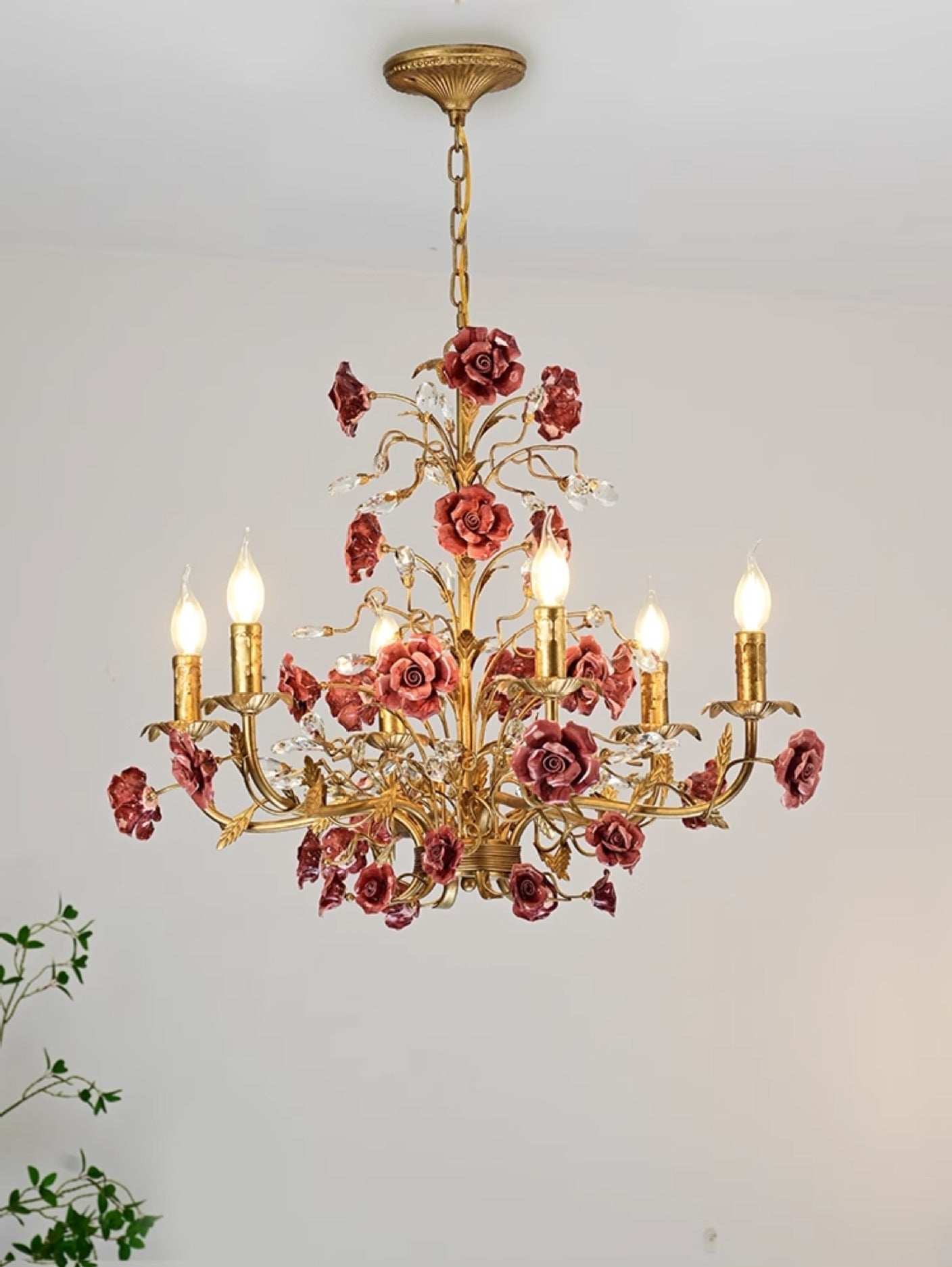 Rose Chandelier In French Country Style Vintage Ceiling Light OpalDwell