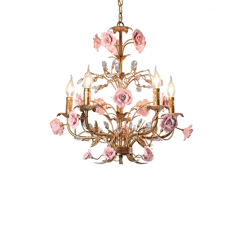 Rose Chandelier In French Country Style Vintage Ceiling Light OpalDwell