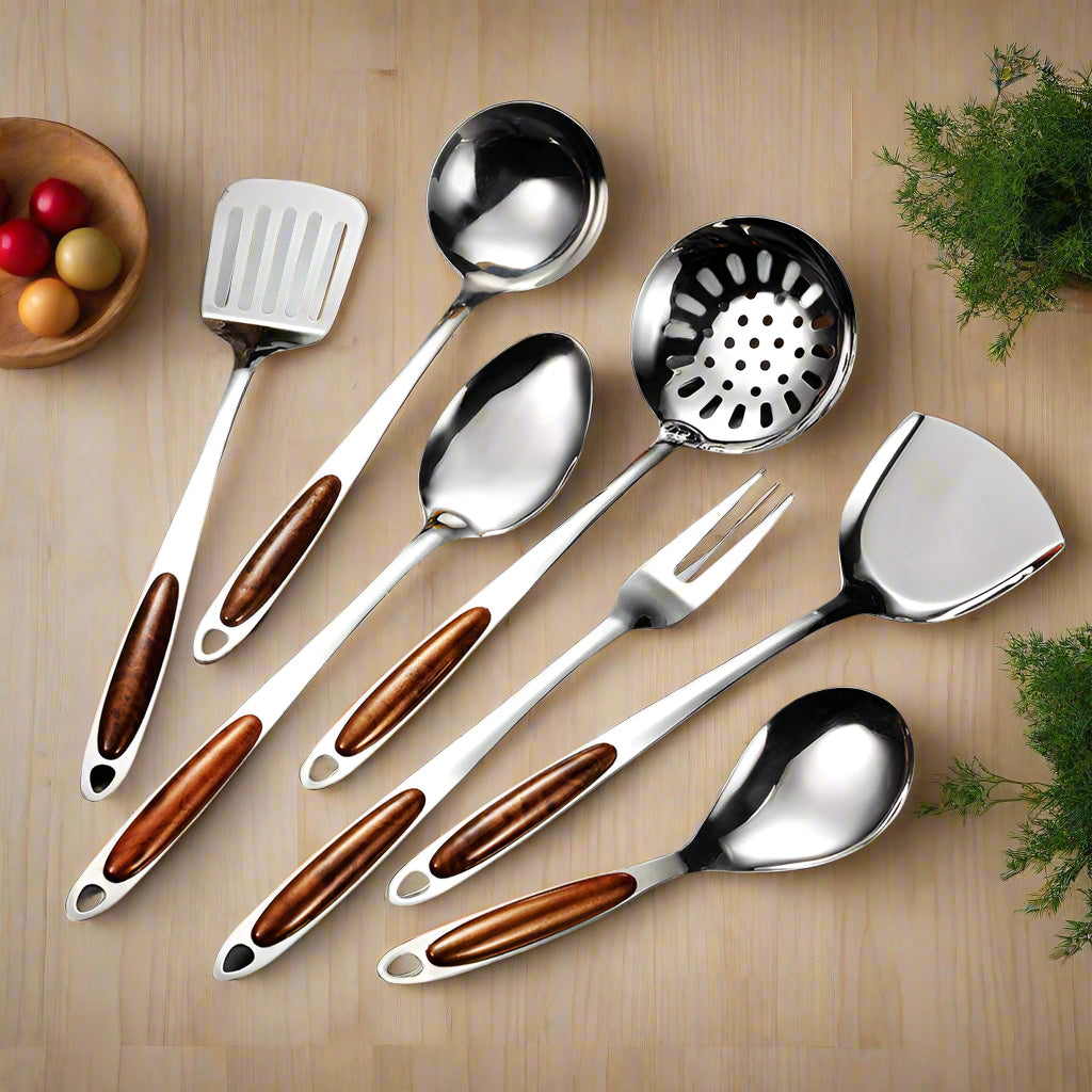 Viretta 10-Piece Stainless Steel Kitchen Utensil Set With Ergonomic Handles - OpalDwell