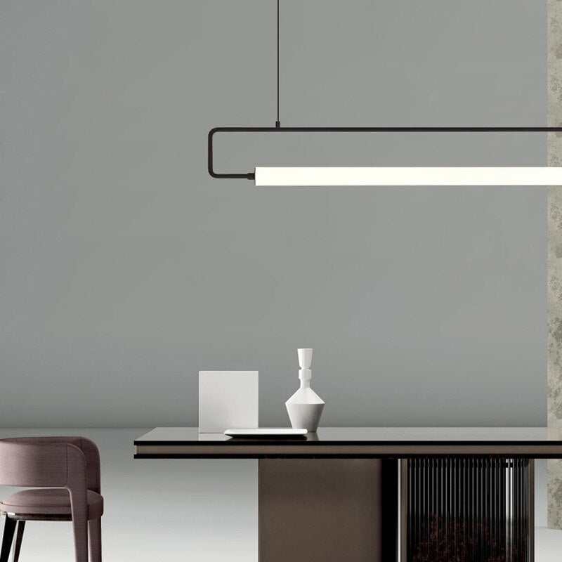 Nordis Arc Dining Bar Chandelier Black Minimalist Light - OpalDwell