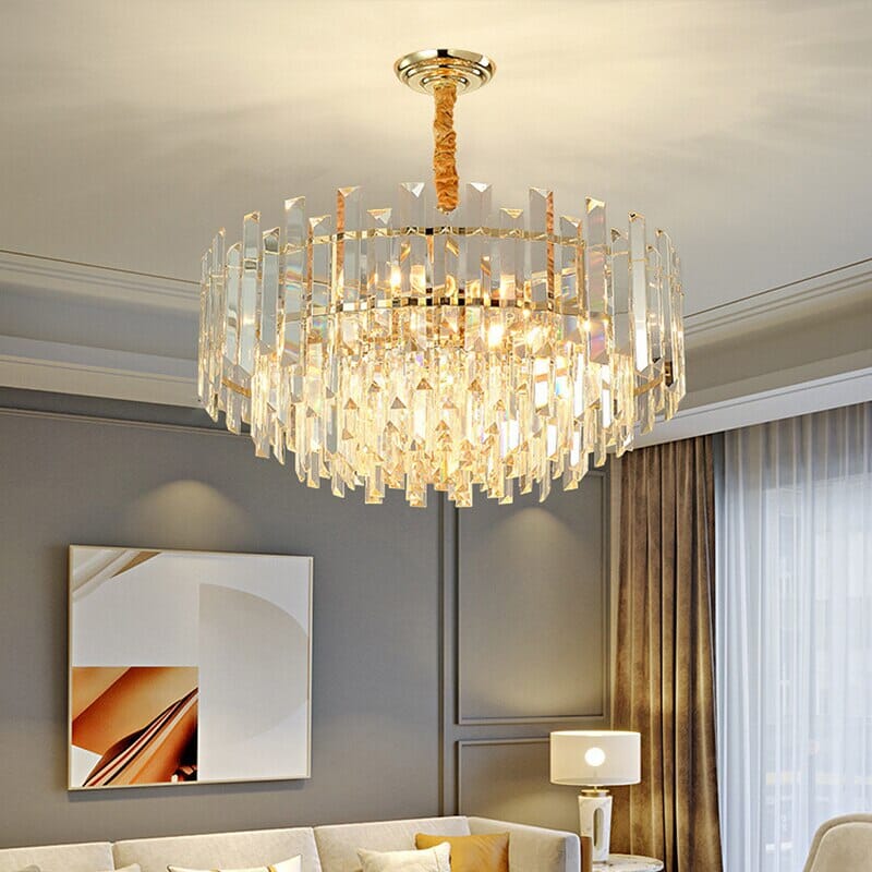 Liora Round LED Lamp With Golden Crystal - OpalDwell