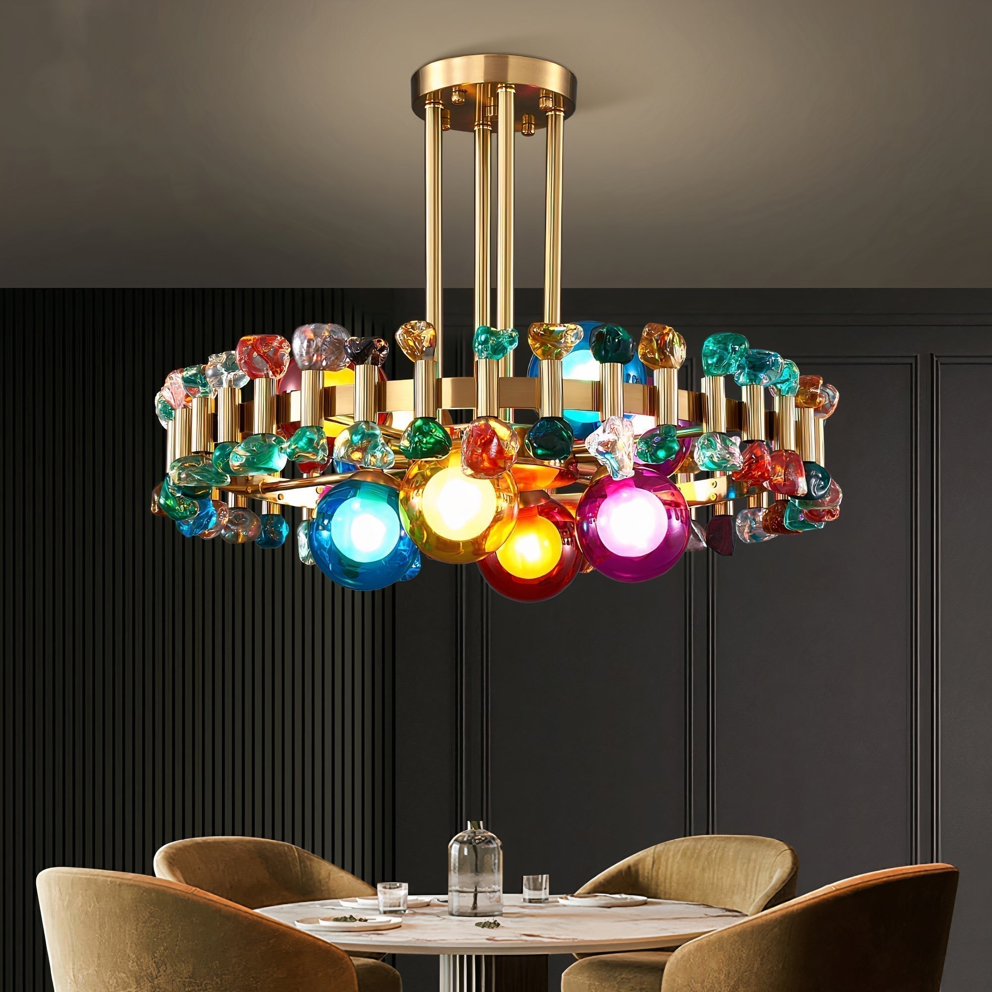 Lumira Colorful Crystal Chandelier for Living Room - OpalDwell