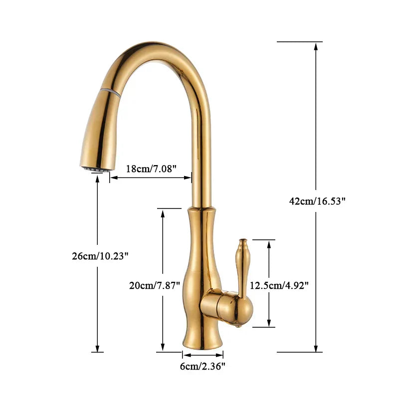 LumaGleam Gold Kitchen Faucet With Pull Out Sprayer OpalDwell