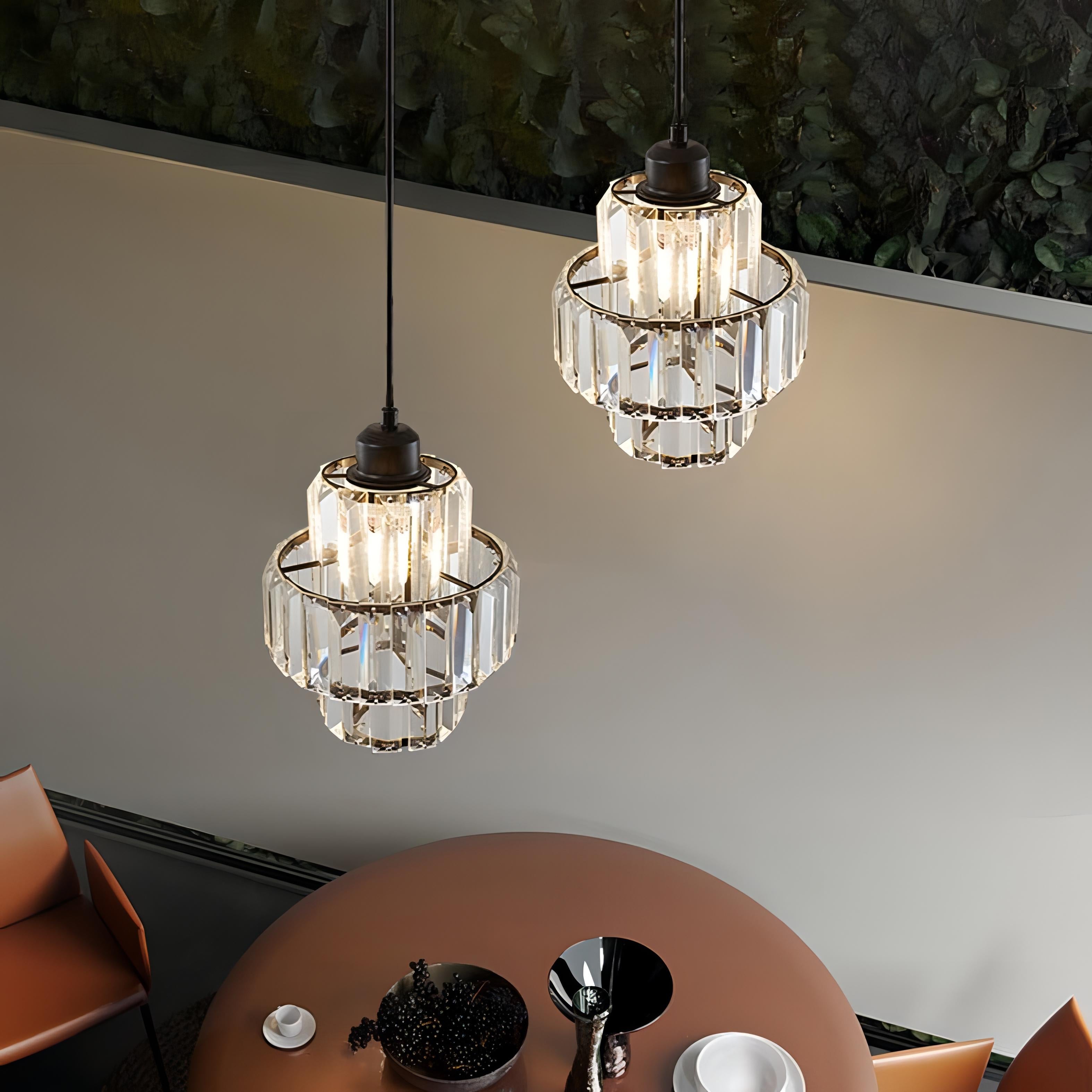 Aurelia Striated Crystal Ceiling Light With Elegant Cord - OpalDwell