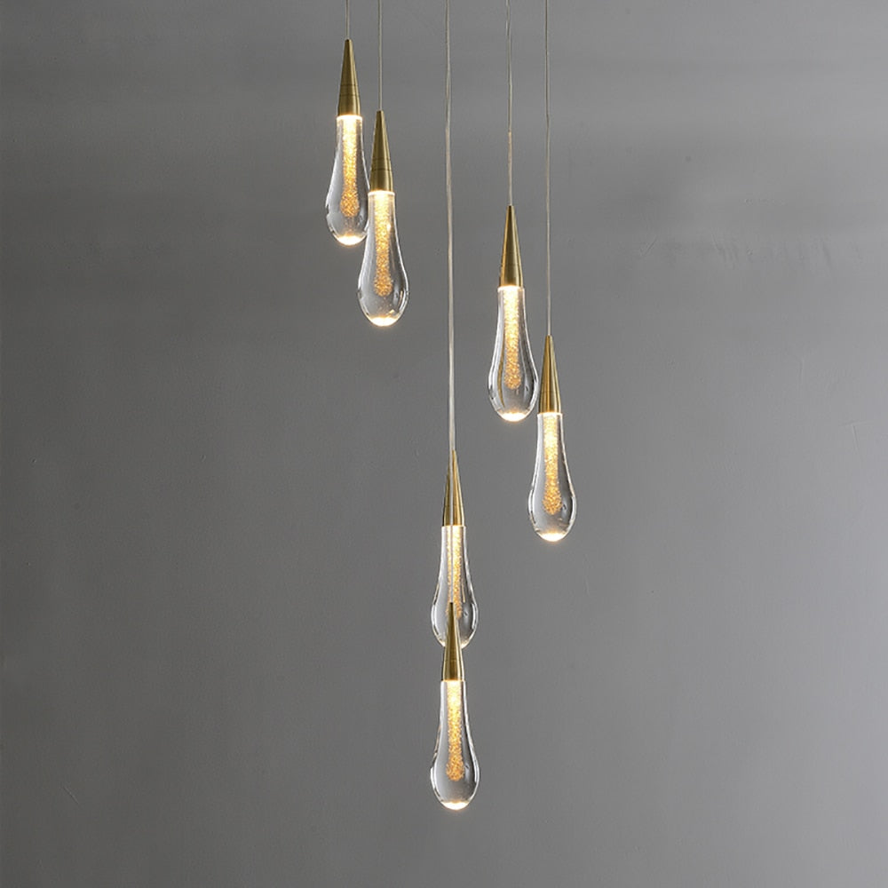 DrizzleDrop Pendant Light by Luneo with LED Drops Ambient OpalDwell