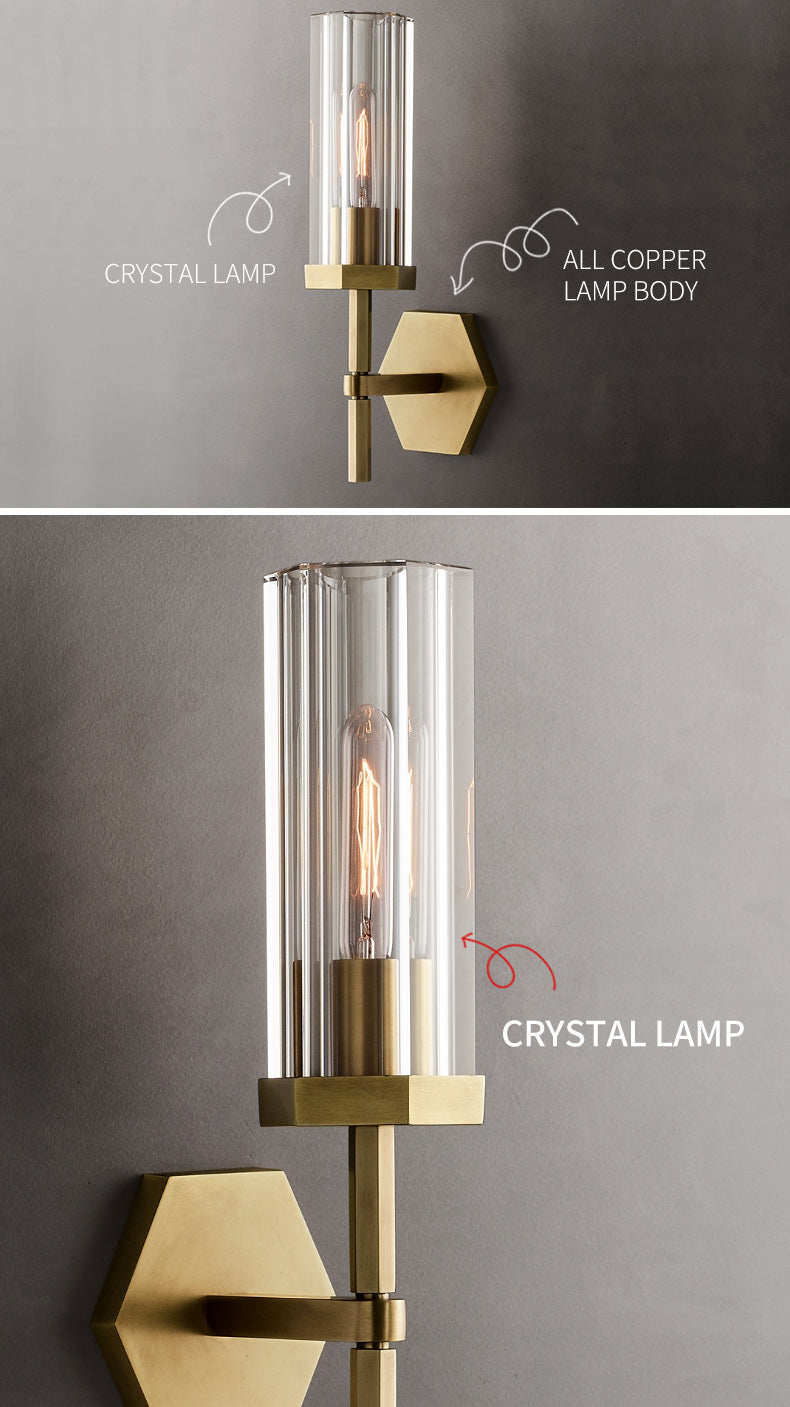 AstraLux Crystal LED Wall Sconce With Clear Glass Shades - OpalDwell
