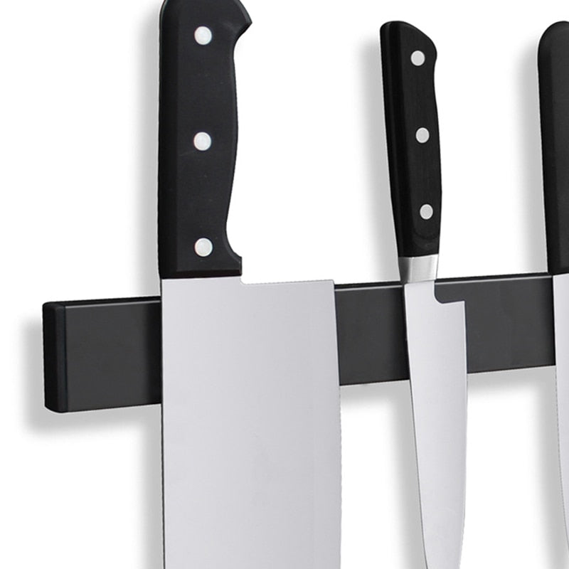 NoirGrip Wall-Mount Magnetic Knife Rack Stainless Steel - OpalDwell