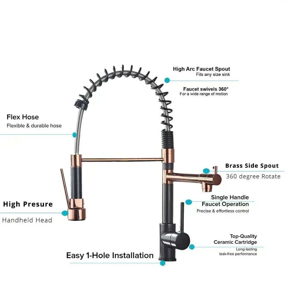 NovaFlow Dual-Spout Pull-Out Kitchen Faucet Two-Tone Finish OpalDwell
