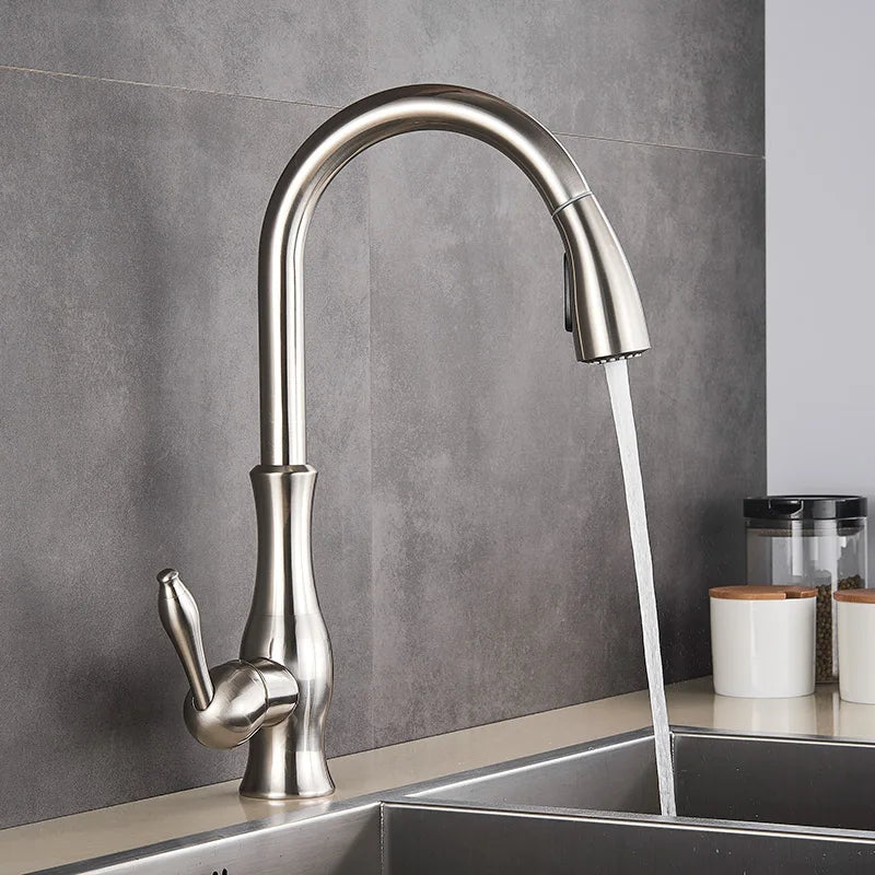 AureliaLux Gold Kitchen Faucet With Pull Out Spray And Swivel Spout OpalDwell