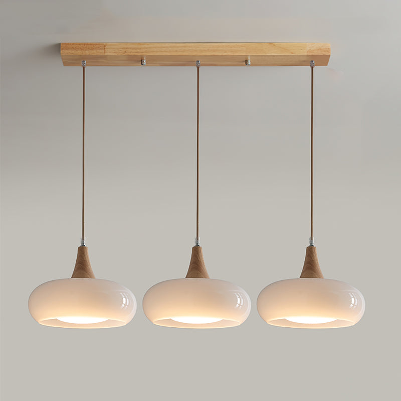 Eloria Amber Glass Wood Pendant Light For Kitchen And Dining - OpalDwell
