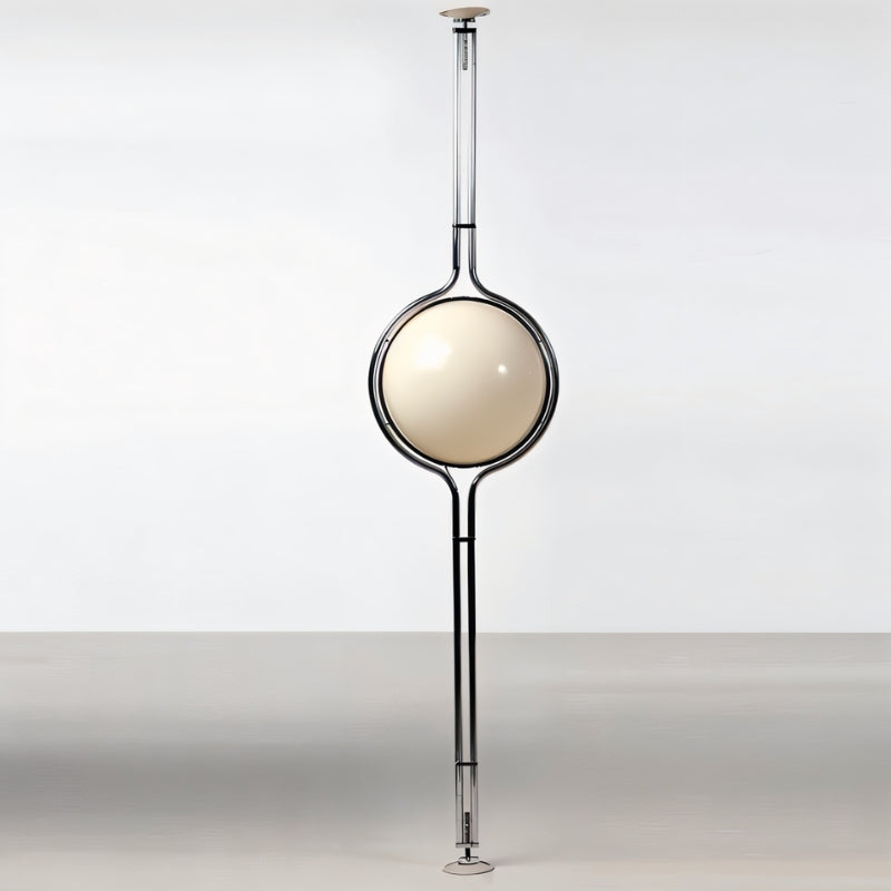 LumaCrest Floor To Ceiling Lamp With Beige Half Globes Modern Metal Frame - OpalDwell