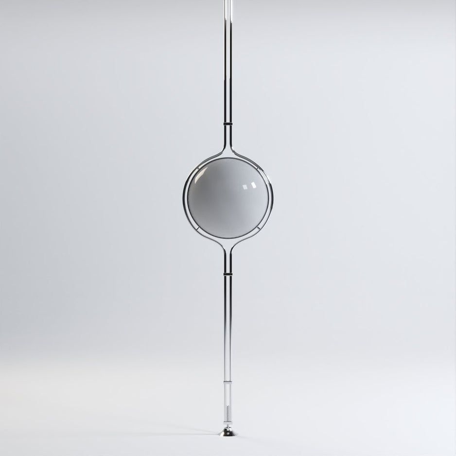 LumaCrest Floor To Ceiling Lamp With Beige Half Globes Modern Metal Frame - OpalDwell