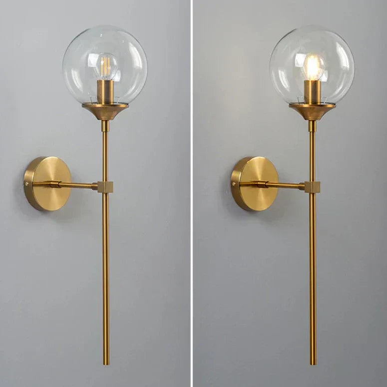 Glass Torch Wall Light in Brass | OpalDwell - OpalDwell
