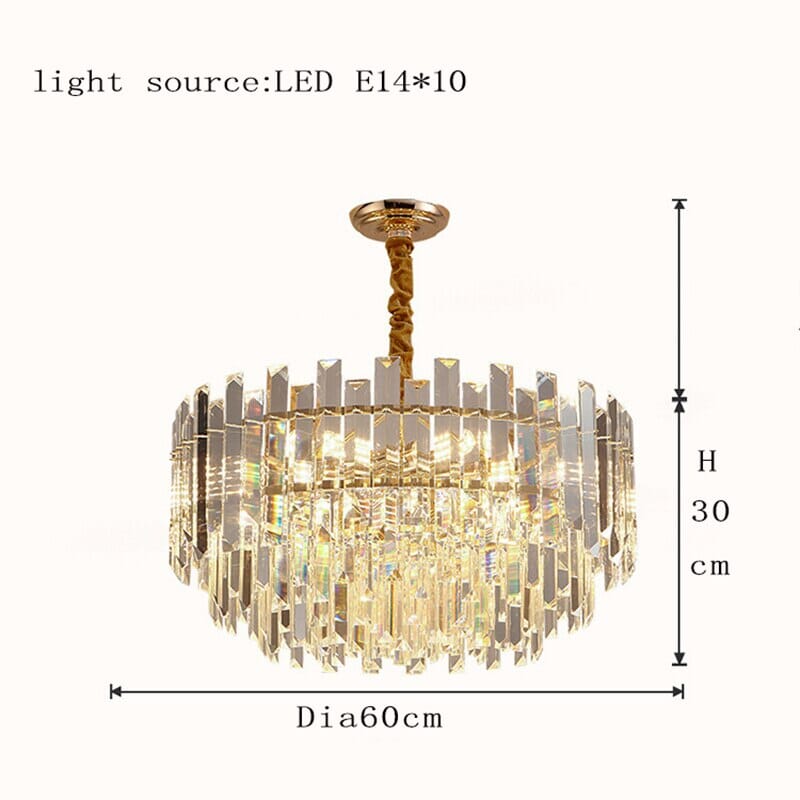 Liora Round LED Lamp With Golden Crystal - OpalDwell