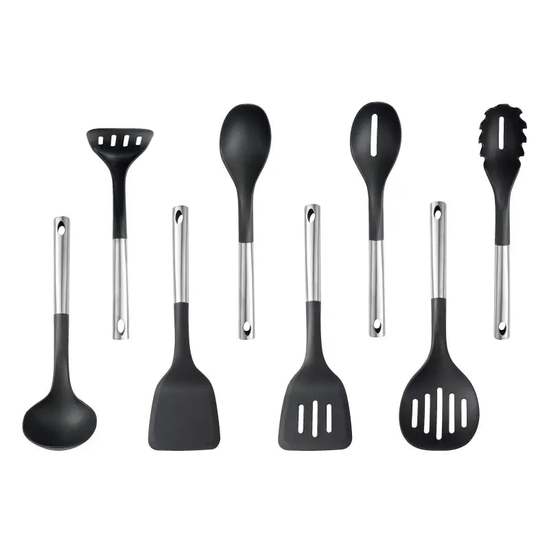 Stainless Steel Kitchen Utensil Set with Nylon Heads - OpalDwell