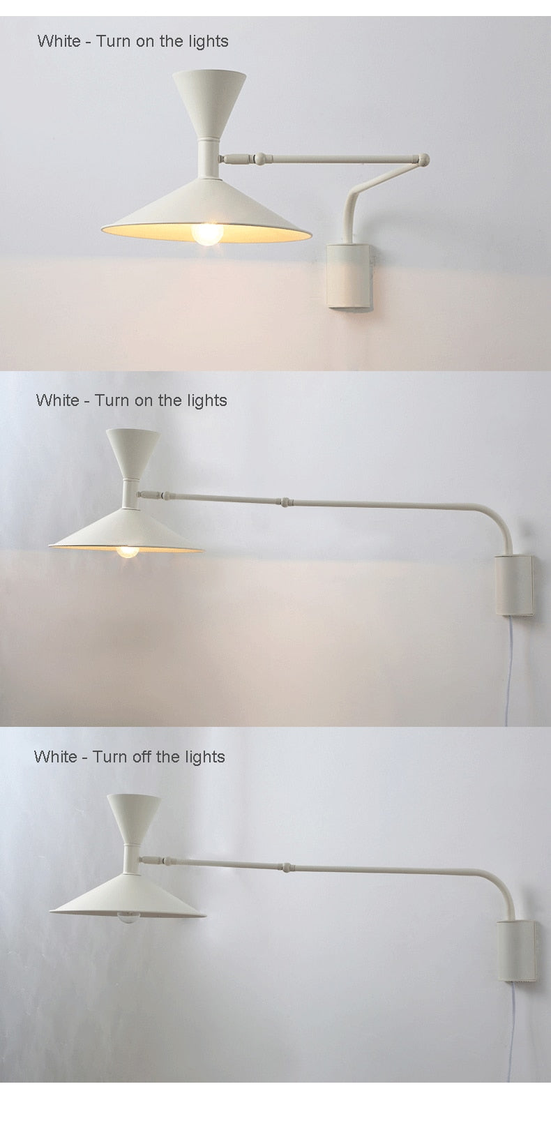 NovaSwing Wall Lamp Plug In Swing Arm for Bedroom Decor - OpalDwell