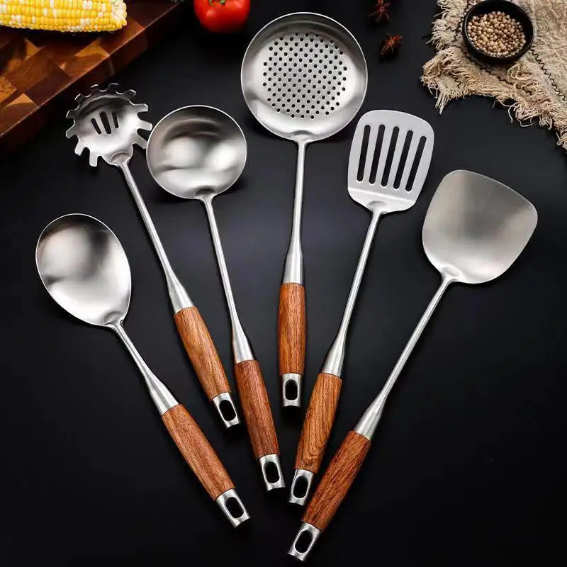 Aurora Gold and Silver Stainless Steel Kitchen Utensils - OpalDwell