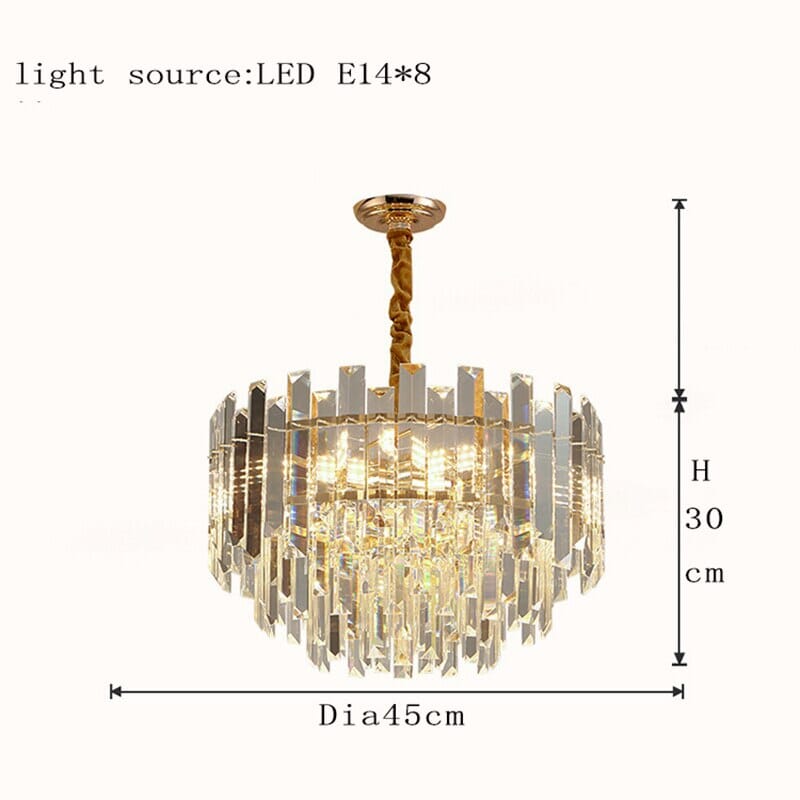 Liora Round LED Lamp With Golden Crystal - OpalDwell