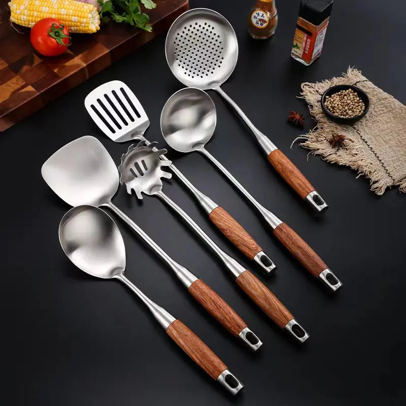 Aurora Gold and Silver Stainless Steel Kitchen Utensils - OpalDwell