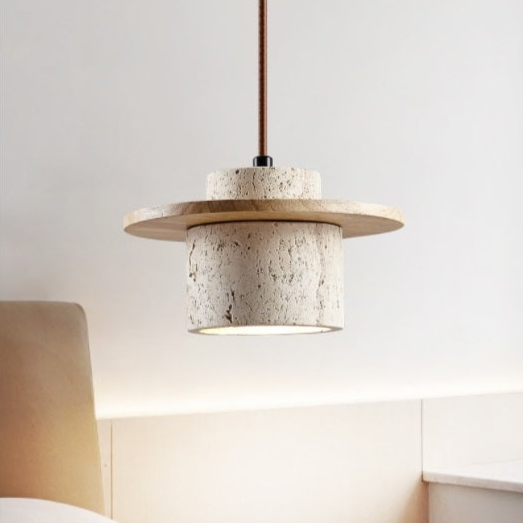 Aurelia Travertine Pendant Lamp With Retro Matte Finish - OpalDwell