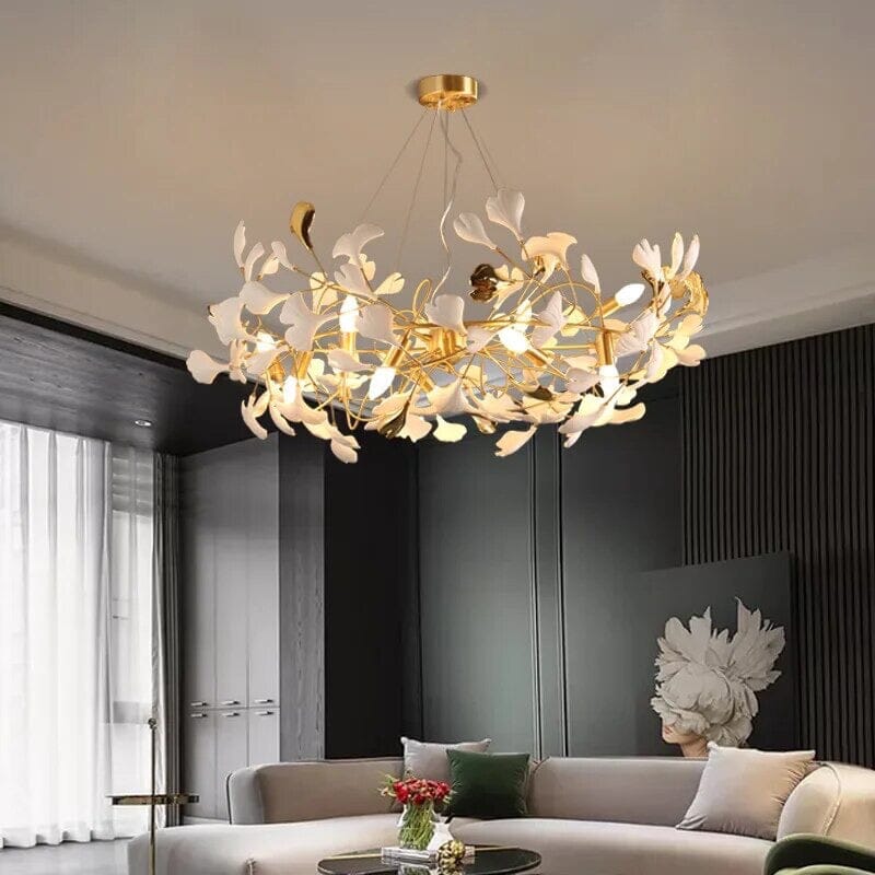 LumaPetal Ceramic Chandelier with Dimmable LEDs Soft Glow OpalDwell