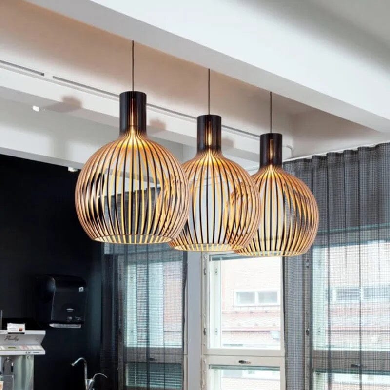 Nordhaven Wood Cage Pendant Light With Adjustable Cord - OpalDwell