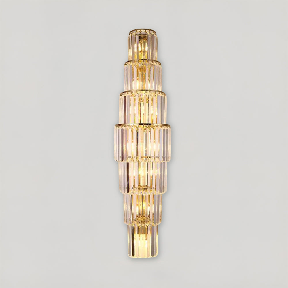 Lunara Crystal Pillar Wall Lamp With Elegant Glow Accent - OpalDwell