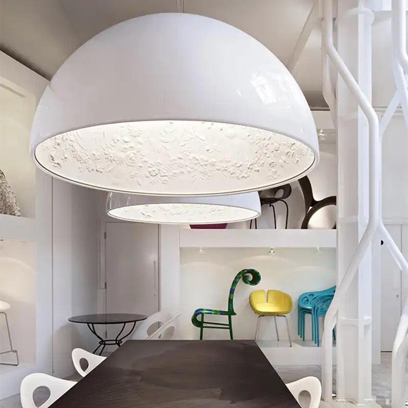 Solara Ember Dining Room Mid-Century Pendant Light With Dimmable LED Glow OpalDwell