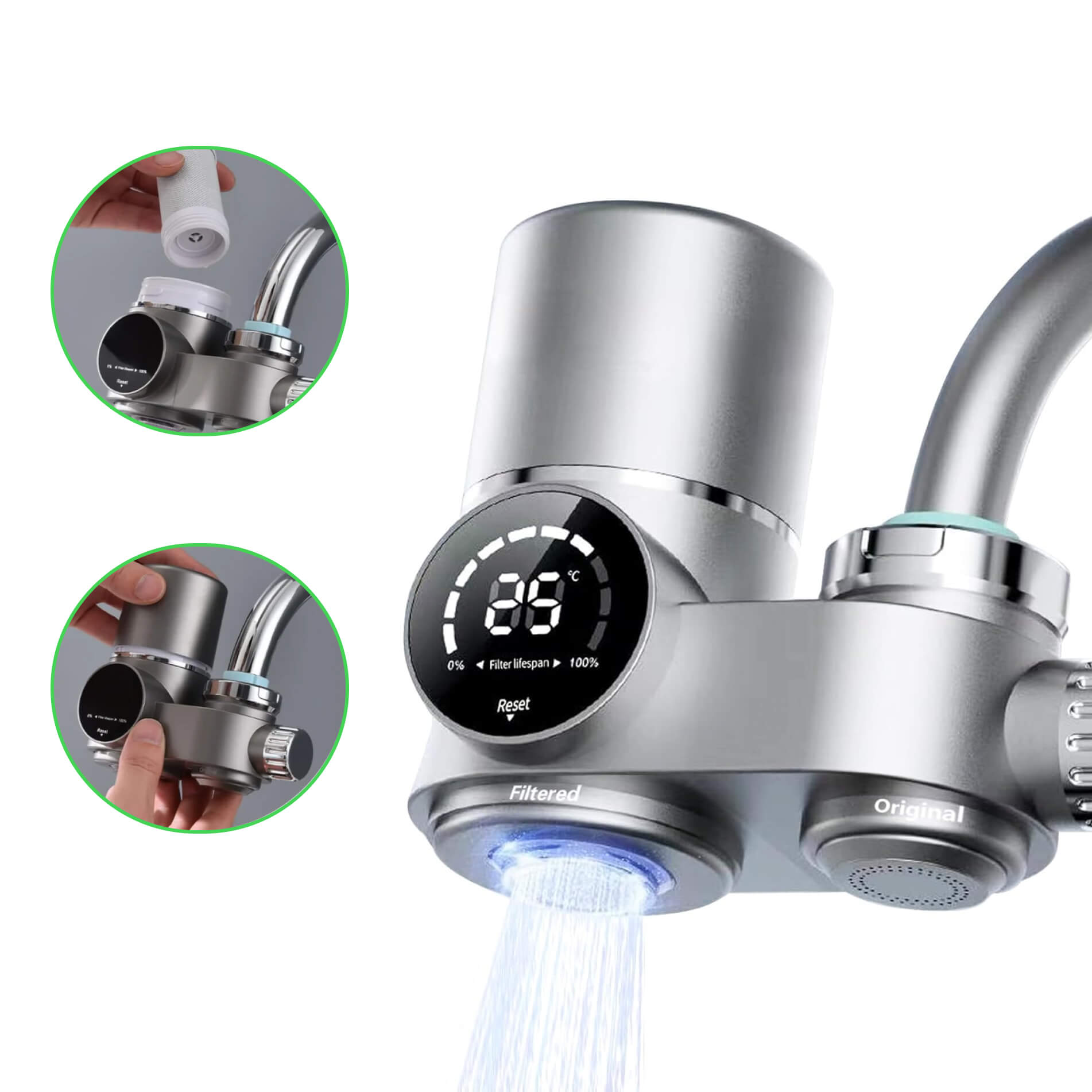 ClearView LED Faucet Water Filter With Display for Cleaner Tap Water OpalDwell