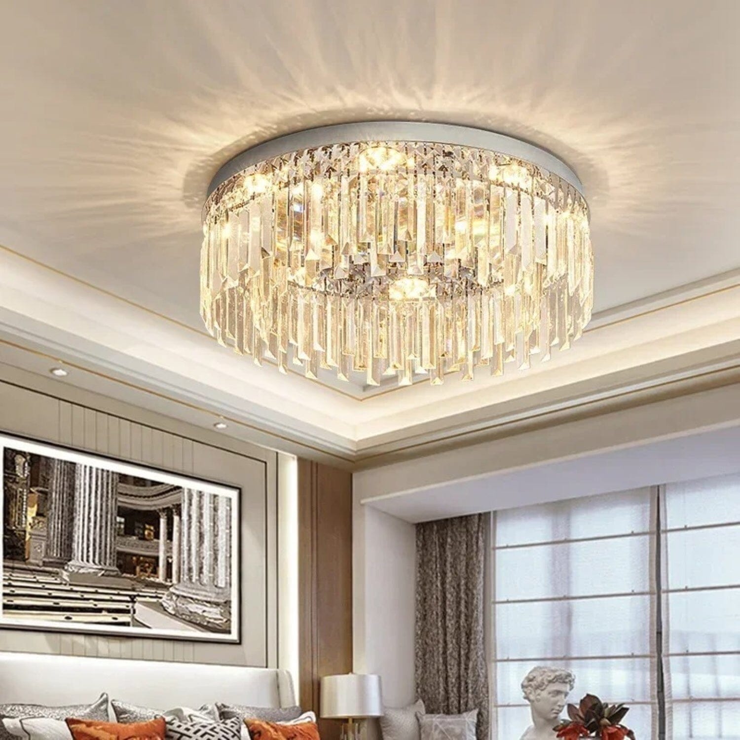Aurelia Crystal Elegant Dimmable Irregular Flush Mount Ceiling Light OpalDwell