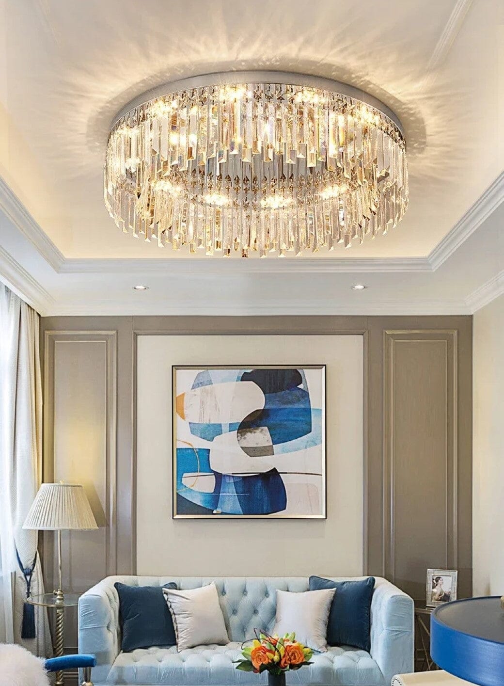 Aurelia Crystal Elegant Dimmable Irregular Flush Mount Ceiling Light OpalDwell